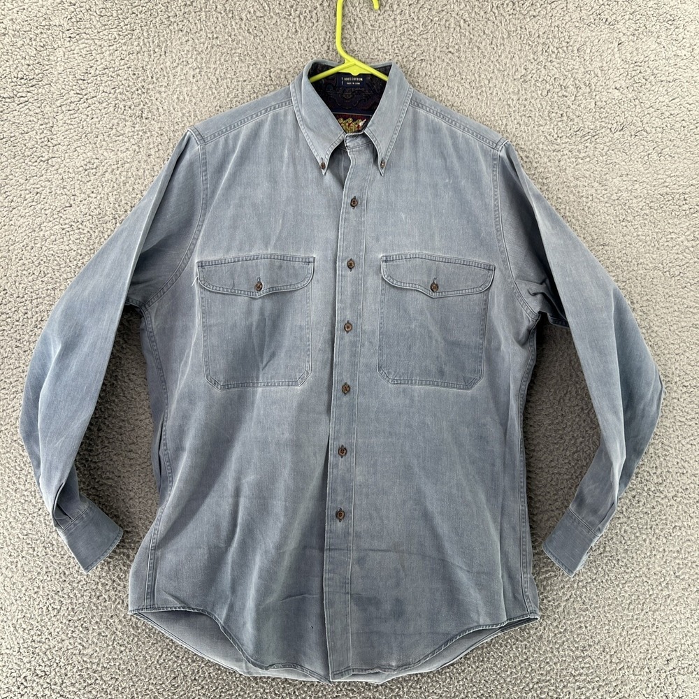 Vintage 90s Chaps Ralph Lauren Paisley Shirt Men's M Cotton Long Sleeve READ